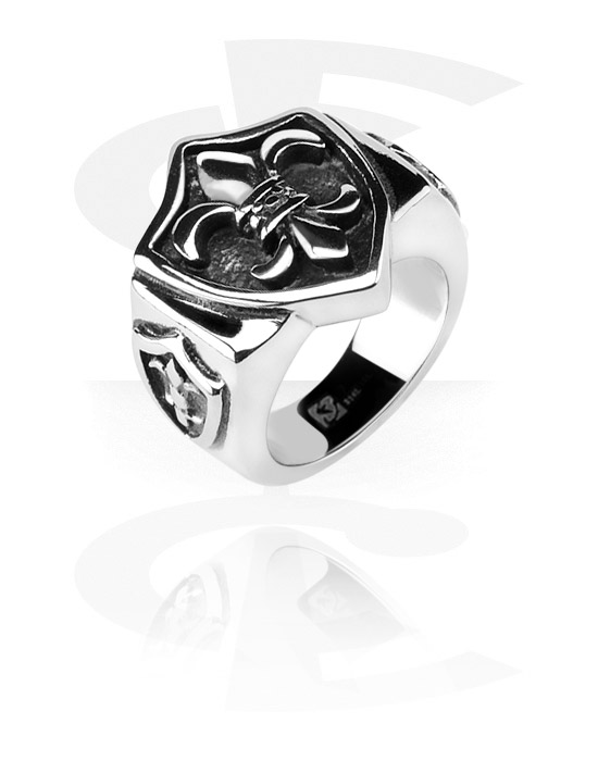 Fingerringe, Ring mit Fleur-de-lis design, Chirurgenstahl 316L