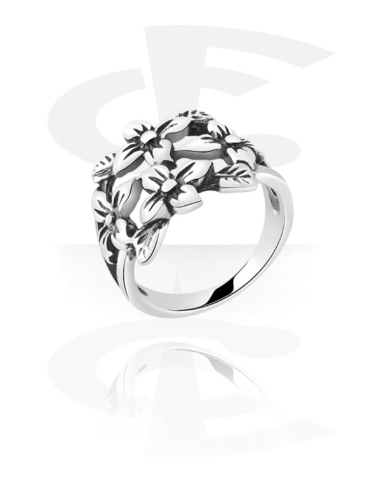 Fingerringe, Ring mit Blumen-Design, Chirurgenstahl 316L