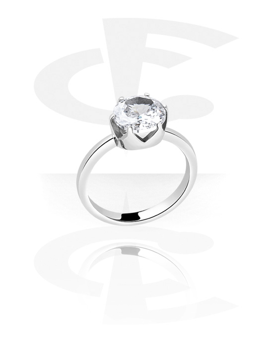 Anéis, Anel com pedra de cristal, Aço cirúrgico 316L