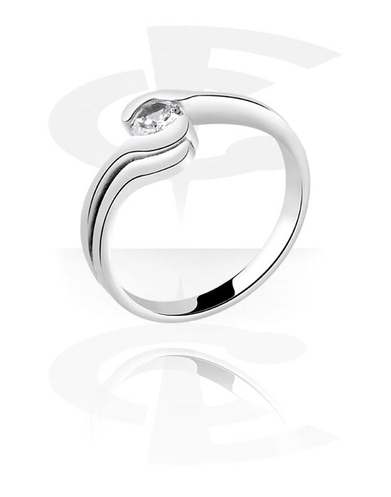 Ringer, Ring med krystallstein, Kirurgisk stål 316L