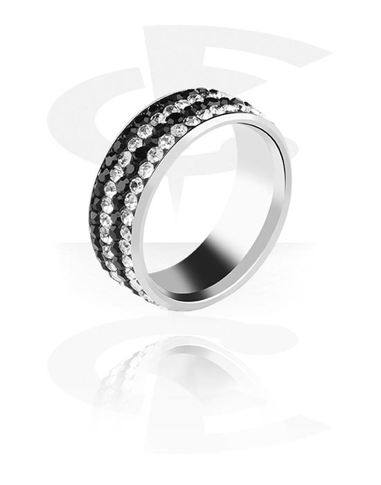Gyűrűk, Gyűrű val vel crystal stone in various colours, Sebészeti acél, 316L