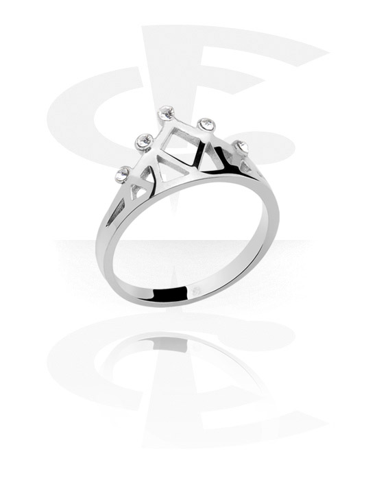 Ringen, Midi-ring met Kroondesign en kristalsteentjes, Chirurgisch staal 316L