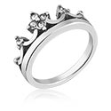 Ringen, Midi-ring met Kroondesign en kristalsteentjes, Chirurgisch staal 316L