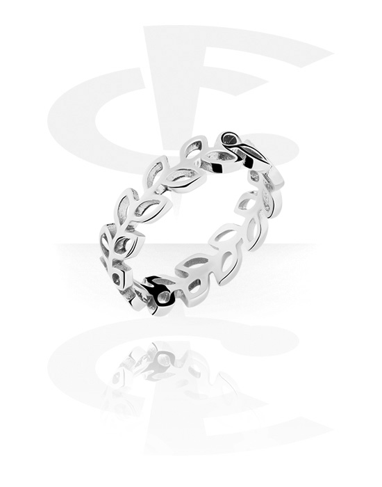 Rings, Midi Ring with leaf design, Surgical Steel 316L