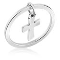 Bagues, Bague Phalange avec pendentif croix, Acier chirurgical 316L