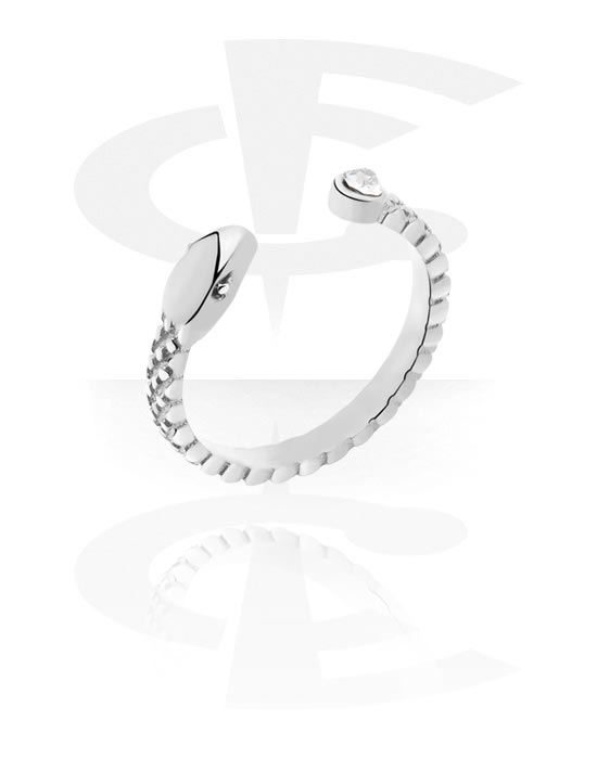 Rings, Midi Ring with snake design and crystal stones, Surgical Steel 316L