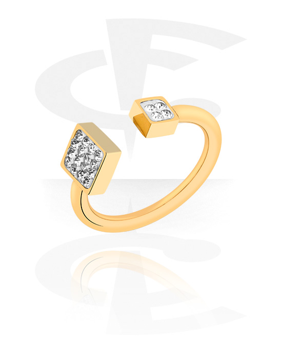 Prsteny, Midi kroužek s krystalovými kamínky, Pozlacená chirurgická ocel 316L