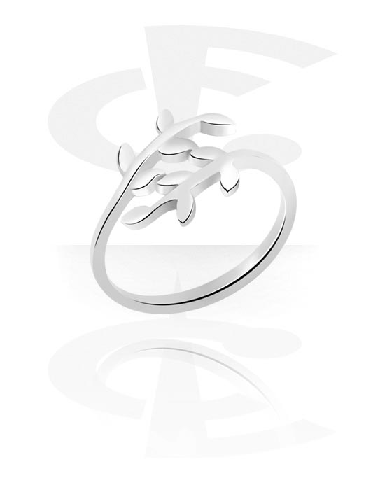 Ringen, Midi-ring met blad-motief, Chirurgisch staal 316L