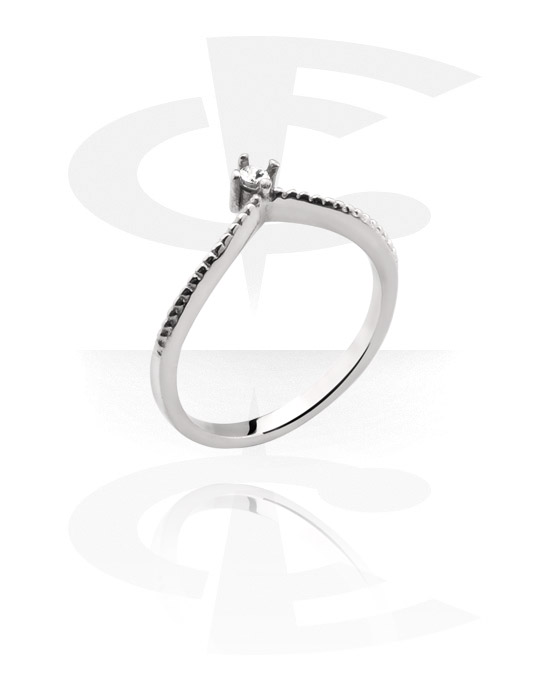 Ringe, Midi-ring med Krystalsten, Kirurgisk stål 316L