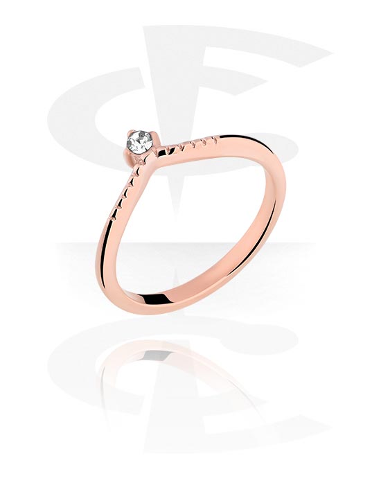 Rings, Midi Ring with crystal stone, Rose Gold Plated Surgical Steel 316L