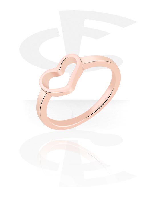 Anéis, Anel Midi com design coração, Aço cirúrgico 316L banhado a ouro rosé
