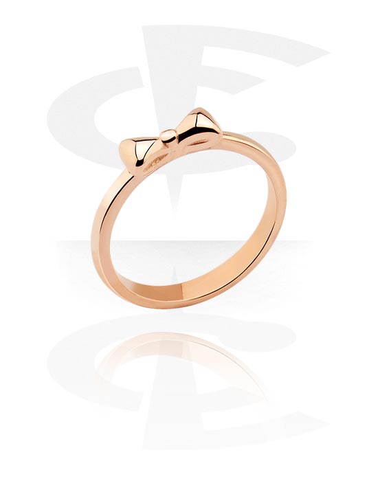 Gyűrűk, Közepes gyűrű val vel Bow Design, Rózsa-aranyozott sebészeti acél, 316L