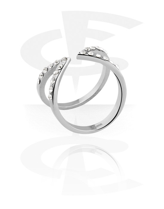 Ringer, Midi-ring med krystallsteiner, Kirurgisk stål 316L