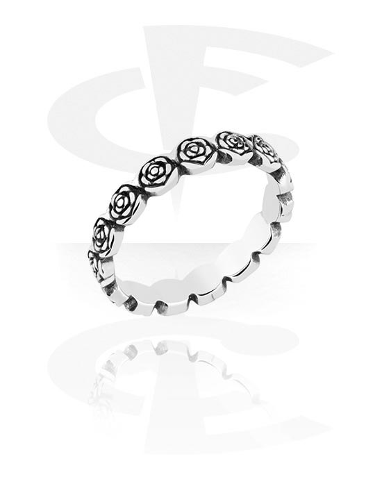 Ringe, Midi-ring med rosemotiv, Kirurgisk stål 316L