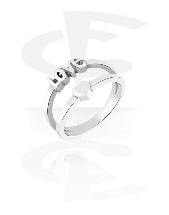 Rings, Midi Ring with "LOVE" lettering and heart, Surgical Steel 316L