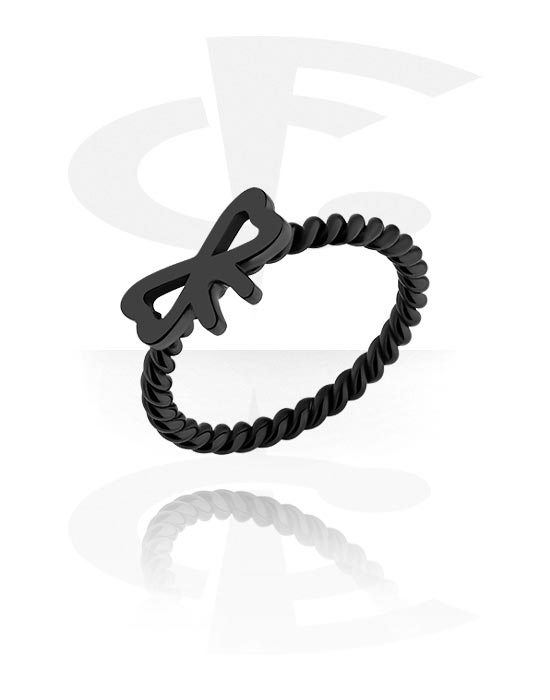 Gyűrűk, Közepes gyűrű val vel Bow Design, Fekete sebészeti acél, 316L
