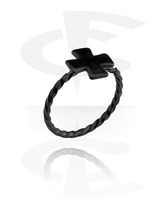 Gyűrűk, Közepes gyűrű, Sebészeti acél, 316L, Fekete sebészeti acél, 316L