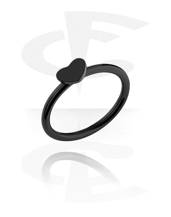 Rings, Midi Ring with heart design, Black Surgical Steel 316L