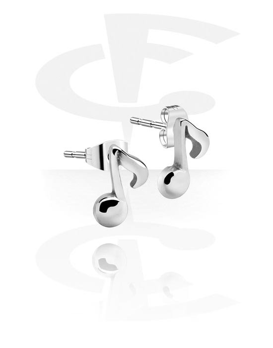 Boucles d'oreilles, Boucles d'oreilles avec motif note de musique, Acier chirurgical 316L