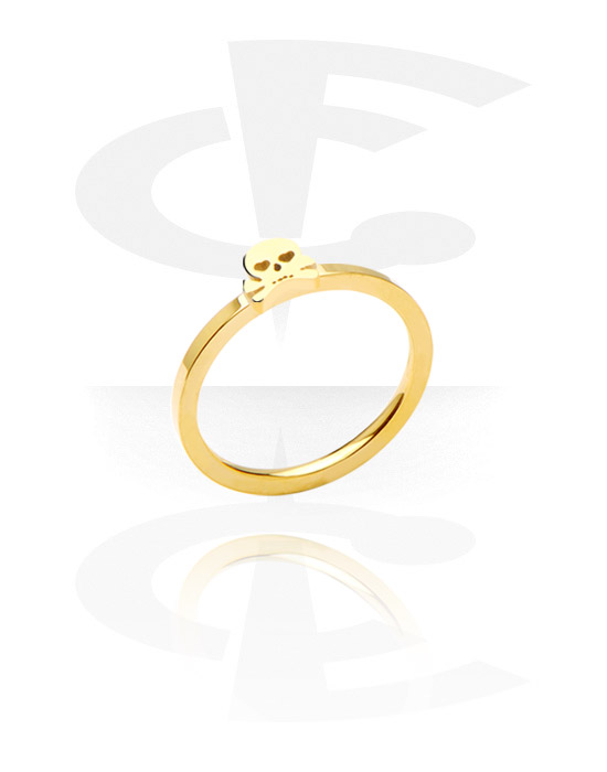 Rings, Ring with skull design, Gold Plated Surgical Steel 316L