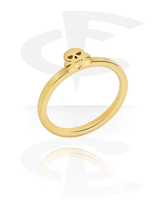Gyűrűk, Gyűrű val vel Koponya dizájn, Aranyozott sebészeti acél, 316L