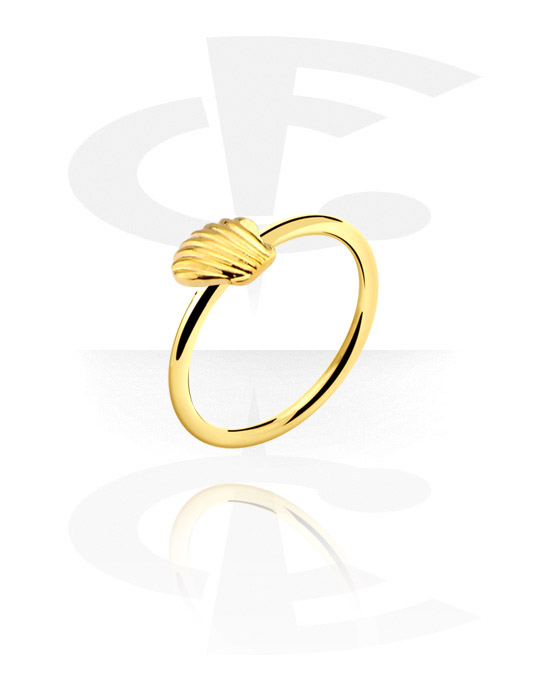 Rings, Ring with shell design, Gold Plated Surgical Steel 316L
