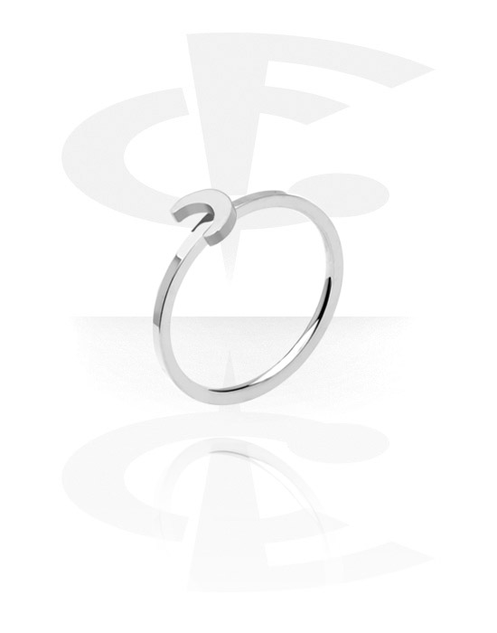 Ringen, Ring met Half moon design, Chirurgisch staal 316L