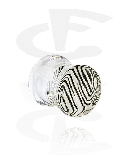 Tunnels & Plugs, Double flared plug (acrylic) with black and white design, Acrylic