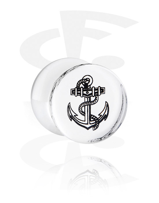 Tunnels & Plugs, Double flared plug (acrylic, various colors) with anchor design, Acrylic