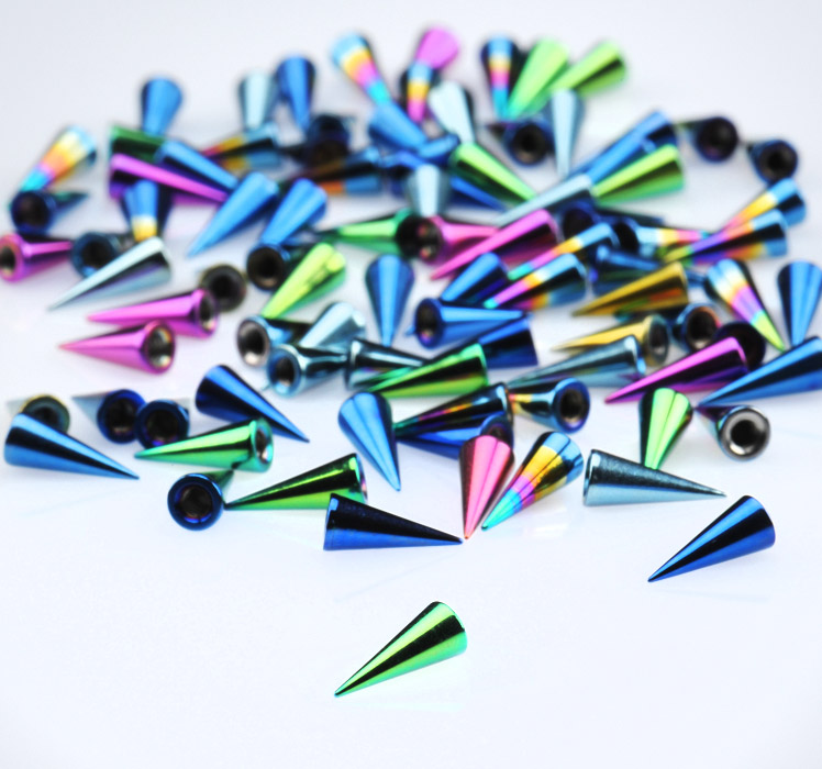 Super lots avantageux, Anodised Long Cones for 1.6mm Pins, Surgical Steel 316L