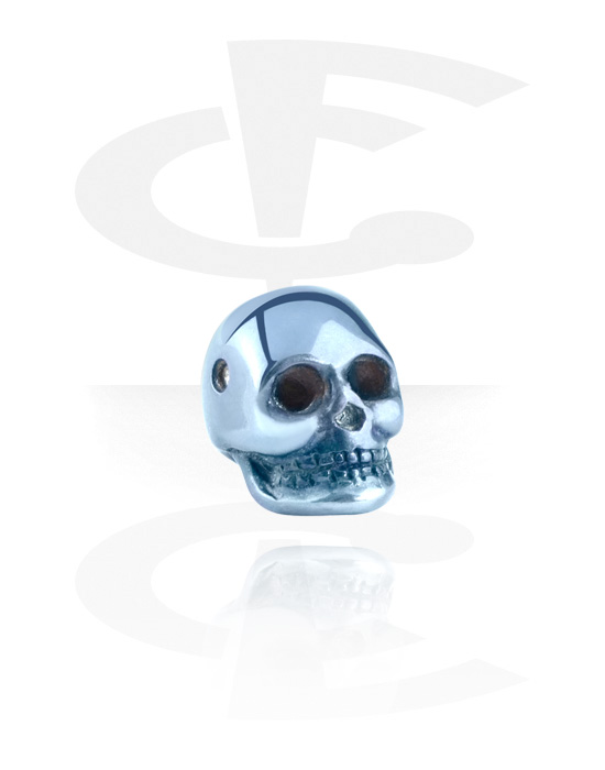 Kuličky, kolíčky a další, Koncovka pro kroužky s kuličkou (chirurgická ocel, eloxovaná) s designem lebka, Chirurgická ocel 316L