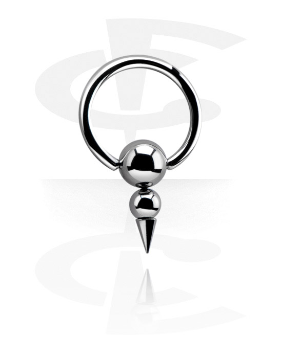 Piercingové kroužky, Kroužek s kuličkou (chirurgická ocel, stříbrná, lesklý povrch) s Špičatou kuličkou, Chirurgická ocel 316L