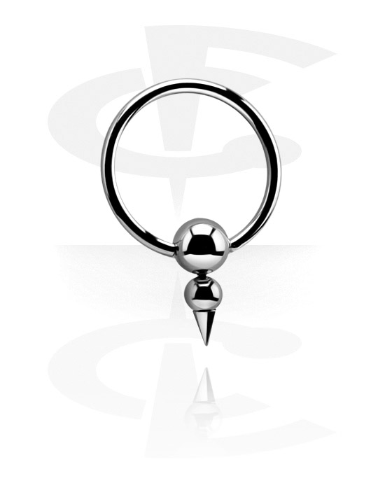 Piercingové kroužky, Kroužek s kuličkou (chirurgická ocel, stříbrná, lesklý povrch) s Špičatou kuličkou, Chirurgická ocel 316L