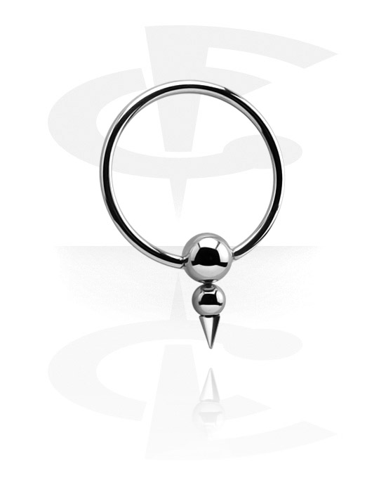 Anneaux, Ball closure ring (acier chirurgical, argent, finition brillante) avec boule "virus", Acier chirurgical 316L
