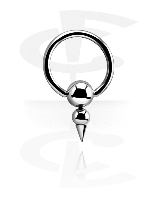 Piercing Ringe, Ring med kuglelukning (kirurgisk stål, sølv, blank finish) med Pigkugle, Kirurgisk stål 316L