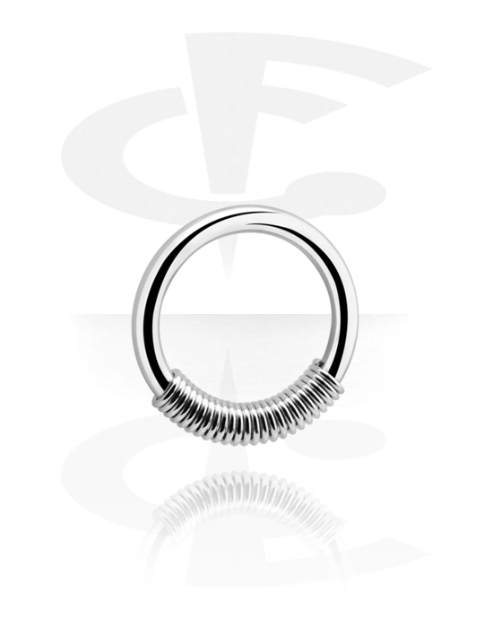 Piercingové kroužky, Pružinový kroužek s kuličkou (chirurgická ocel, stříbrná, lesklý povrch), Chirurgická ocel 316L