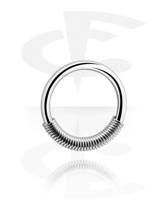 Piercing Ringe, Ring med fjederlukning (kirurgisk stål, sølv, blank finish), Kirurgisk stål 316L