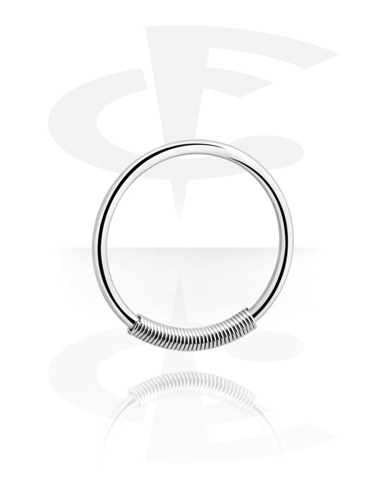 Piercingringen, Closure ring met springveer (chirurgisch staal, zilver, glanzende afwerking), Chirurgisch staal 316L