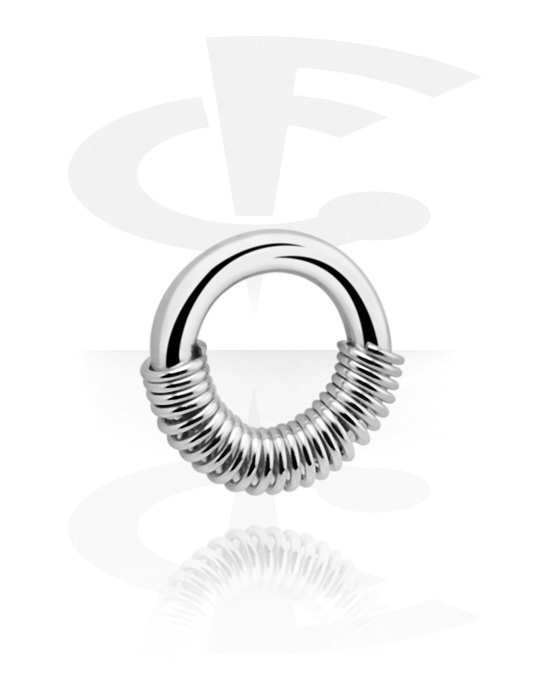Piercing Rings, Spring closure ring (surgical steel, silver, shiny finish), Surgical Steel 316L