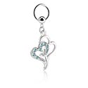 Anneaux, Ball closure ring (acier chirurgical, argent, finition brillante) avec pendentif coeur et pierres en cristal, Acier chirurgical 316L, Laiton plaqué