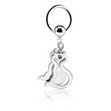 Piercing ad anello, Ball closure ring (acciaio chirurgico, argento, finitura lucida) con ciondolo gattino, Acciaio chirurgico 316L, Ottone placcato