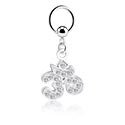 Piercinggyűrűk, Ball closure ring (surgical steel, silver, shiny finish) val vel 'Om' charm és Kristálykövek, Sebészeti acél, 316L, Bevonatos sárgaréz