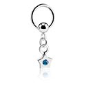 Anneaux, Ball closure ring (acier chirurgical, argent, finition brillante) avec pendentif étoile et pierre en crystal, Acier chirurgical 316L, Laiton plaqué