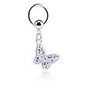 Piercing ad anello, Ball closure ring (acciaio chirurgico, argento, finitura lucida) con ciondolo a farfalla e brillantino, Acciaio chirurgico 316L, Ottone placcato