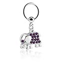 Piercingringen, Ball closure ring (chirurgisch staal, zilver, glanzende afwerking) met olifanthangertje en kristalsteentjes, Chirurgisch staal 316L, Belegde messing