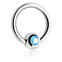 Anneaux, Ball closure ring (acier chirurgical, argent, finition brillante) avec pierre en crystal, Acier chirurgical 316L