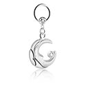 Anneaux, Ball closure ring (acier chirurgical, argent, finition brillante) avec pierre en crystal et accessoire demi-lune, Acier chirurgical 316L, Laiton plaqué