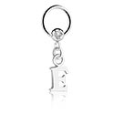 Anneaux, Ball closure ring (acier chirurgical, argent, finition brillante) avec pierre en crystal et pendentif lettre 