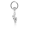 Anneaux, Ball closure ring (acier chirurgical, argent, finition brillante) avec pendentif pistolet et pierres en cristal, Acier chirurgical 316L, Laiton plaqué