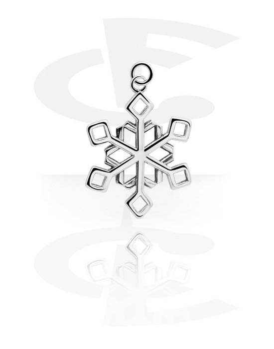 Balls, Pins & More, Charm (plated brass) with snowflake design, Plated Brass